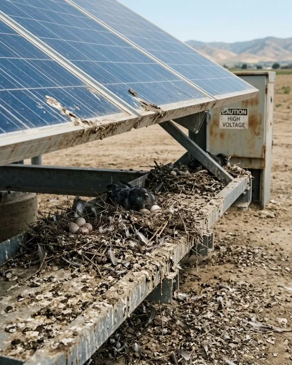 Before Solar Panel Bird Proofing & Critter Guard