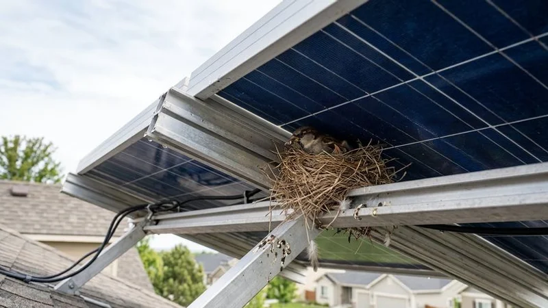 Birds nesting under solar panels on Idaho home causing damage