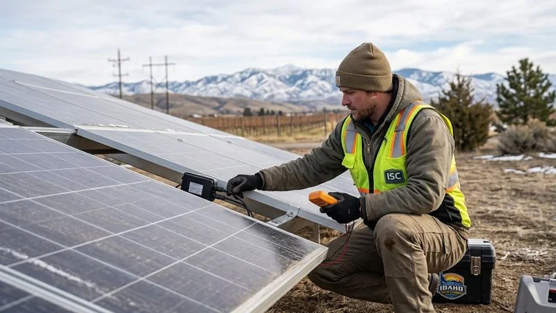 Pre-winter solar panel inspection in the Boise Treasure Valley area